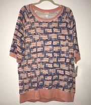 LuLaRoe Sweatshirt Jane Short Sleeves American Flag Casual Top Sz 3X NWT