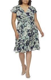 Danny & Nicole Plus Short Sleeve Floral Wrap Dress Size 16