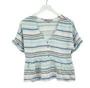 Gypsies And Moondust Boho Stripe Peplum Blouse Size Medium