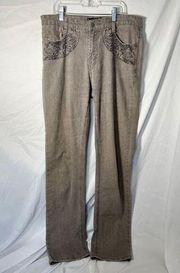 jeans Y2K grey Embroidered straight leg jean Size 8