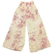 Elan Womens Tie Dye Boho Peasent Wide Leg High Rise Ankle Pant Beach M