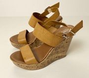 Mossimo Supply Co Womens Brown Straps Buckle Wedge Heels