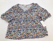 Treasure & Bond Womens Size Small Floral Puff Sleeve Peasant Blouse