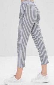 Striped Straight High Waisted Pants