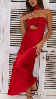 Trend Lover Satin Maxi Dress Red