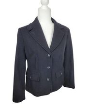 Vintage 90s L.L. Bean Women's Black Wool Blend Career Blazer Jacket