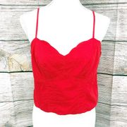 Maeve Anthropologie Red Scalloped Hem Crop Top Size 10