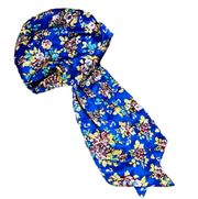 I love H8 Head Blue Flower Floral Peasant Scarf One Size Picnic