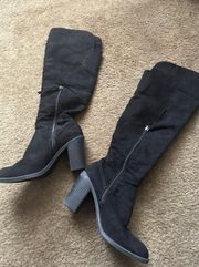 Black Suede Knee High Boots