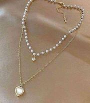 Love Pendant Double Collar Chain Necklace 