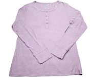 Tommy John Lounge Ribbed Henley Shirt Top Women's Size XL Purple Long Sleeve