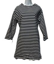 Everlane Breton Black White Stripe Zip Shoulder Oversized Shift Dress XS