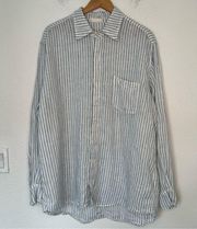 CP Shades 100% linen striped button front shirt extra large