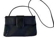 Vintage America Perry Ellis Navy Blue Crossbody Leather Bag