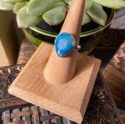 Marine Blue Aura Druzy Solid Sterling Silver Ring 8.5