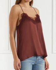 Cami NYC Racer Charmeuse Cami Mahogany Silk Lace Size Medium M