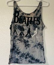 The Beatles Graphic Gray & Black Tye Dye Tank Top