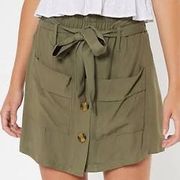 NWT Olive Green Button Front Twill Skort