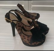 Authentic Fendi leopard pony hair heels shoes 37