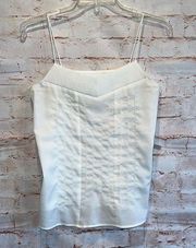 Olive and Oak tank top cami pleated cream blouse lined strappy XS