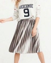 Abercrombie & Fitch Pleated Velvet Midi Skirt Shimmer Taupe Size Medium