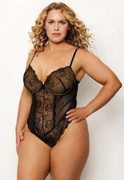 NWT Frederick's Of Hollywood Black Hannah Belle Teddy Lingerie Womens Size Small