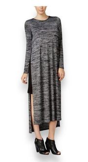 Women's Gray Polyester Round Neck Long Sleeve Knee Length Dress Size XS