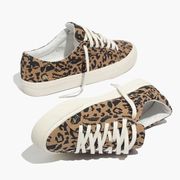 Madewell Sidewalk Low-Top Sneakers in Leopard Print Recycled Canvas Sz 8