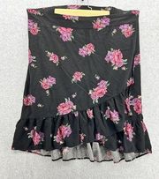 Torrid Women's Pull On Skirt Black Floral Pleated Plus Size 3X Faux Wrap