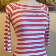 Y2K bebe Ribbed Striped Signature Logo Top Medium M VTG