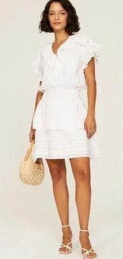 Lauren Ralph Lauren Nizaiah White Cotton Ruffle Dress Size 14 NWT