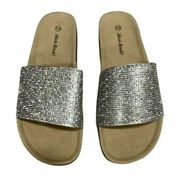 Alexis Bendel MUDD Vintage Style Women's sandals, cork insole Silver Rhinestones