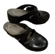 DANSKO BLACK SUSANA CRISS CROSS OVER NURSE PROFESSIONAL LEATHER CLOG SHOES 37