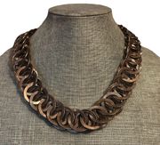 Chunky Copper Tone Layered Link Statement Necklace