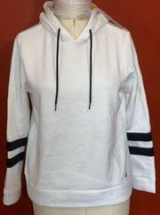 Nautica White and Navy Hoodie Sweatshirt Sz S