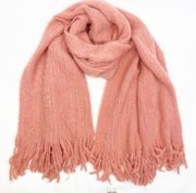 Whisper Fringe Eyelash Blanket Scarf Wrap: Blush Melon Pink