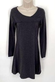 Horny Toad Women's Stretchy Knit Asymmetrical V-Neck Long Sleeve Dress S Black