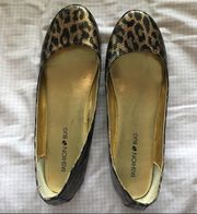 Fashion Bug Leopard cheetah Patent Print Flats 10