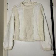 Revolve Tularosa White Ivory Fuzzy Pullover crewneck sweater size Medium