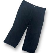 NY&Co Black Flat Front Linen Blend Straight Leg Stretch Capri Pants Size 4