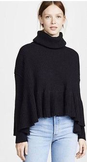 Free People Layer Cake Trapeze Oversized Knit Turtleneck Sweater in Black