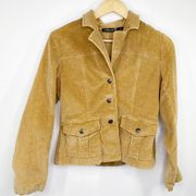 Willi Smith Khaki Brown Corduroy Button Front Jacket Women's Size Medium M