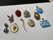 Lot Of 5 Jewelry Pendants / Charms - Cowgirl Hat, Egg, Playboy Bunny