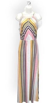 Multi Color Strips Maxi Dress Size S