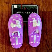 Laura Ashley Purple Heart Slide Slippers Size Small 5/6 New Valentines