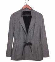 Escada Gray  Wool/Cashmere/Silk Blend Leather Belted Blazer Jacket