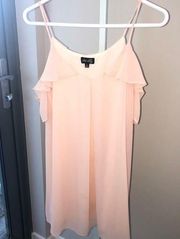 Peachy-pink spaghetti strap off shoulders dress