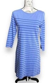 New Vineyard Vines Overdyed LS Stripe Knit Dress Cotton Indigo Marlin Color XS