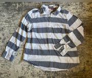 XXL Grey and White Striped Merona Collared Shirt