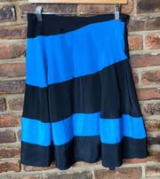 Derek Lam For Design Nation Blue Black Striped A-Line Mini Skirt Women's Size 6